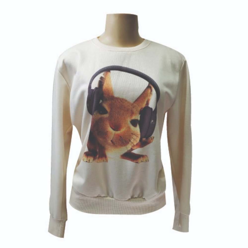 RIFLESSI DJ Rabbit Fleece Crewneck Sweater - Picture 1 of 1